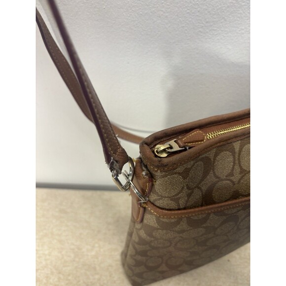 Coach Signature C File Bag Crossbody Shoulder Bag Purse Khaki Mahogony Sz 12x10 - Picture 16 of 16
